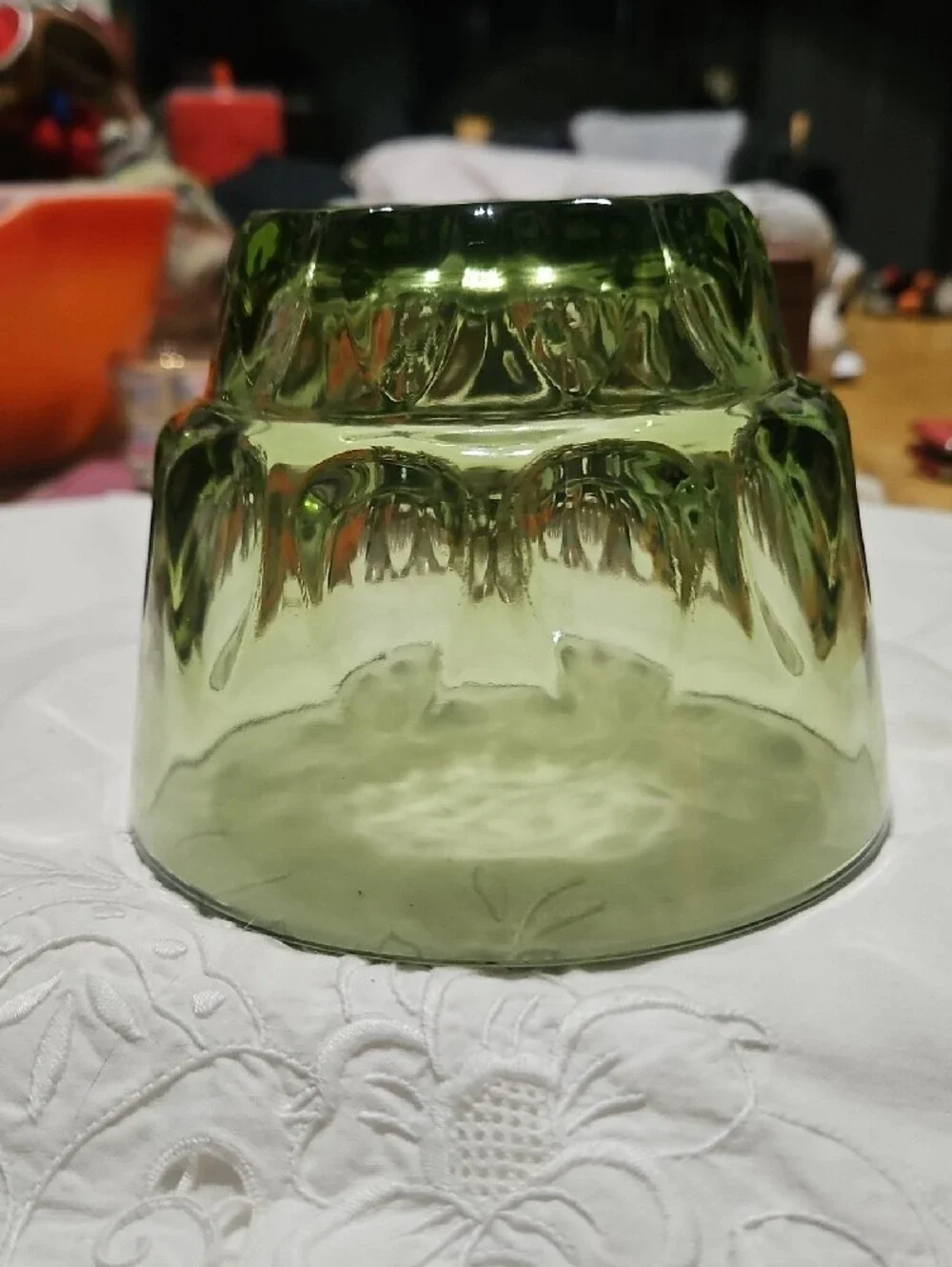 Vintage Hazel Atlas 'Reflection' Avocado Green Lidded Glass Candy Dish